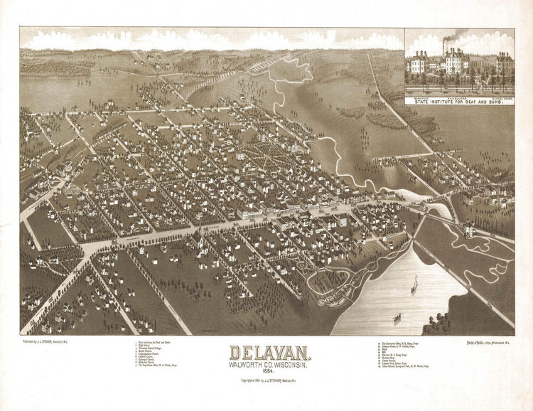 Historic Map - Delavan, WI - 1884, image 1, World Maps Online