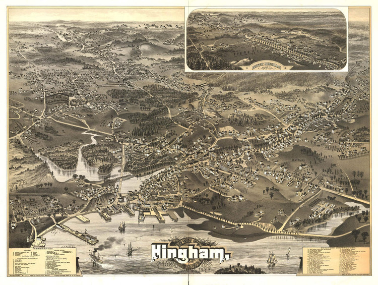 Historic Map - Hingham, MA - 1885, image 1, World Maps Online