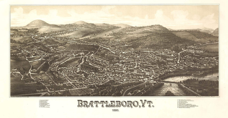 Historic Map - Brattleboro, Vermont - 1886, image 1, World Maps Online