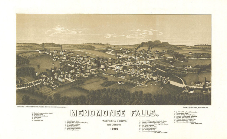 Historic Map - Menomonee Falls, WI - 1886, image 1, World Maps Online