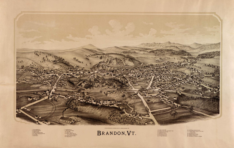 Historical Map - Brandon, Vermont - 1890, image 1, World Maps Online