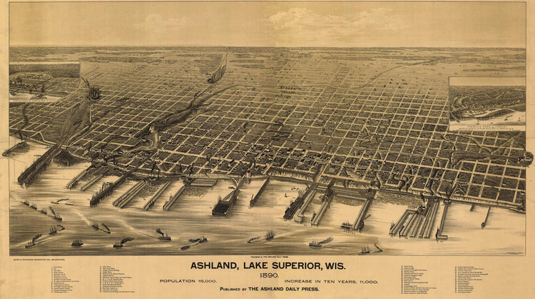 Historic Map - Ashland, Lake Superior, WI - 1890, image 1, World Maps Online