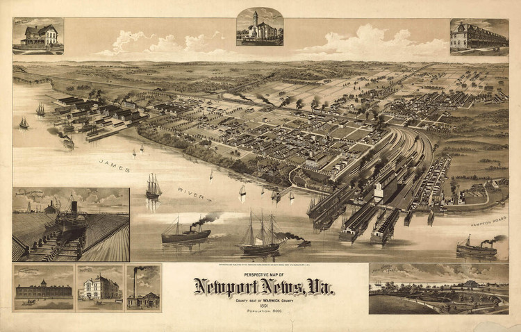 Historic Map - Newport News, VA - 1891, image 1, World Maps Online