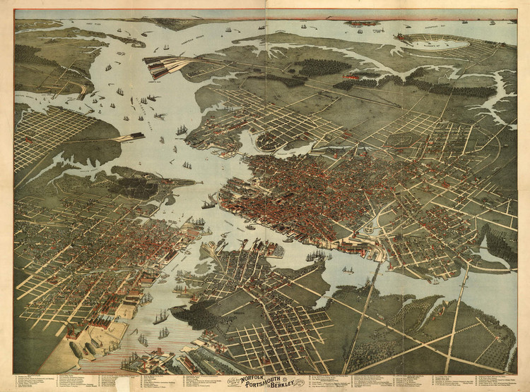 Historic Map - Norfolk & Portsmouth, VA - 1891, image 1, World Maps Online