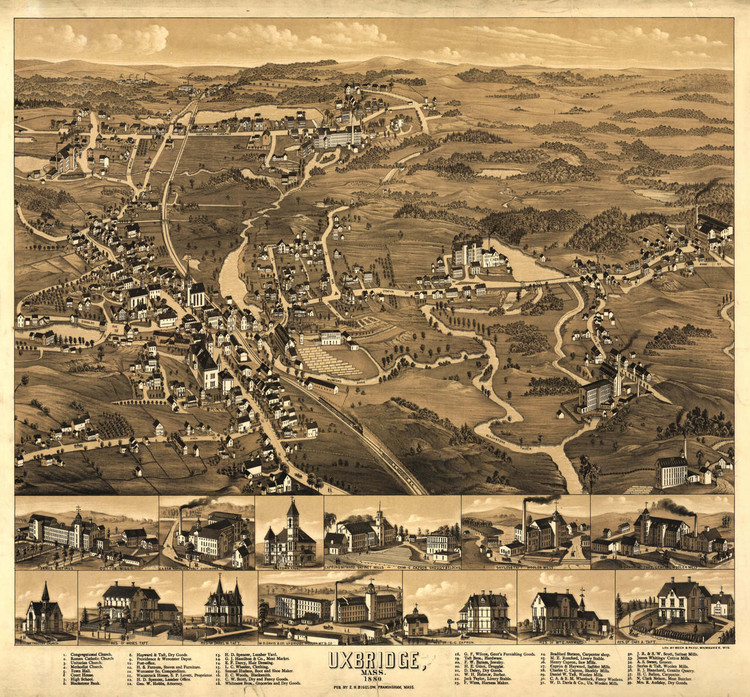 Historic Map - Uxbridge, MA - 1880, image 1, World Maps Online