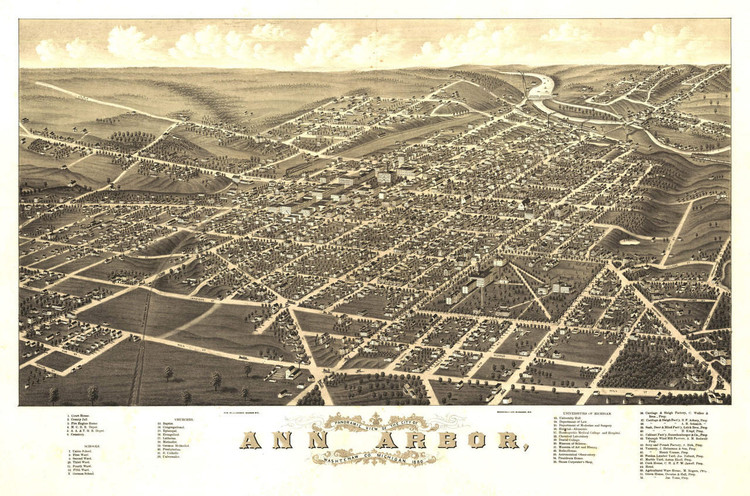 Historic Map - Ann Arbor, MI - 1880, image 1, World Maps Online