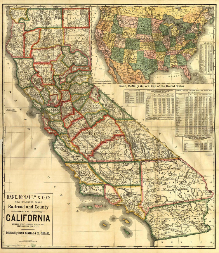 Historic Map - California - Railroad & Counties - 1883, image 1, World Maps Online