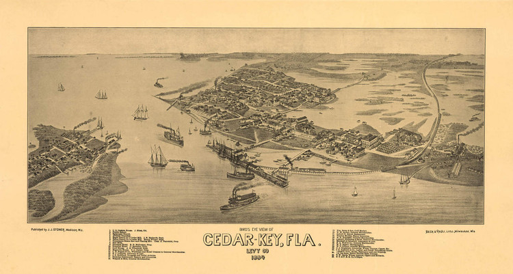 Historic Map - Cedar Key, FL - 1884, image 1, World Maps Online