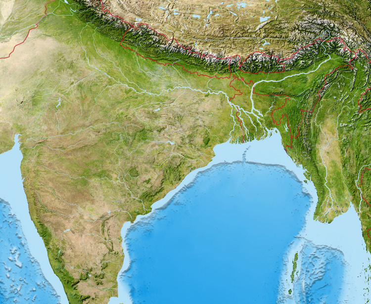 World Pacific Rim Satellite Image Map - Enhanced Physical | World Maps ...