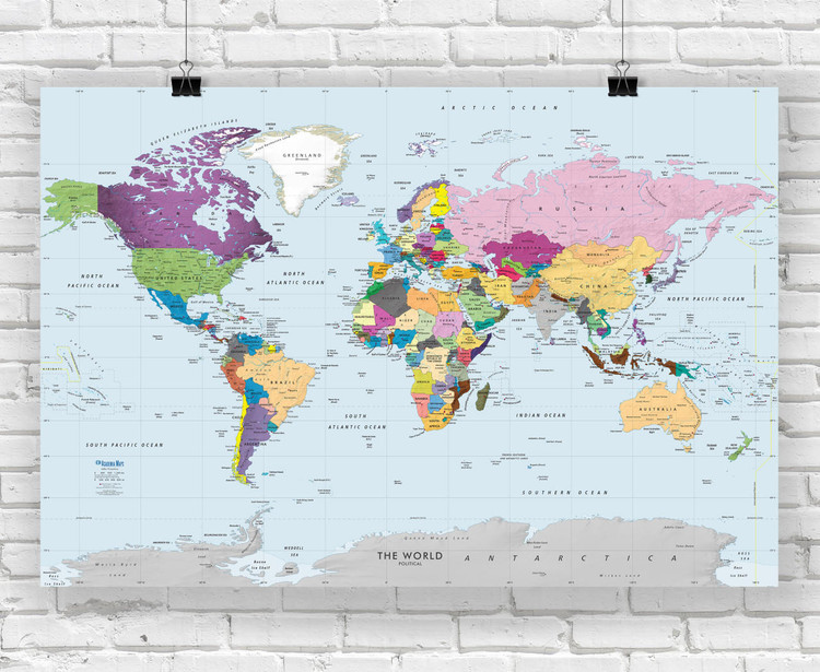 World Map Poster - Colorful World - Simple Labeling, image 1, World Maps Online