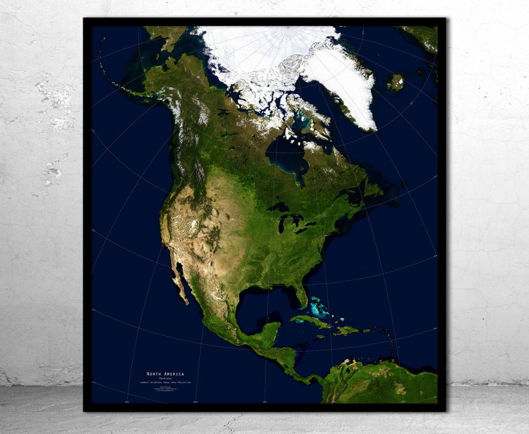North America Physical Satellite Image Map, image 1, World Maps Online
