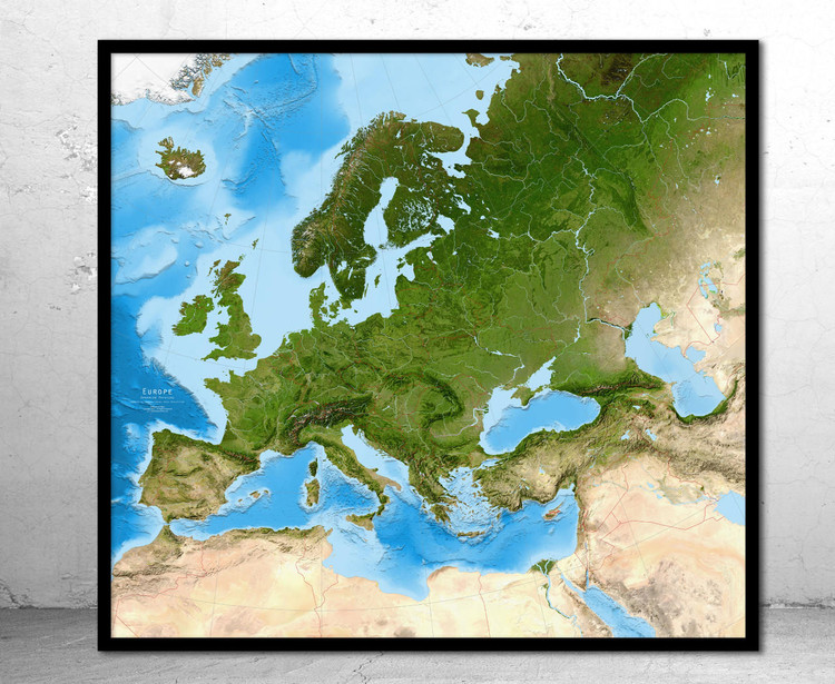 Europe Enhanced Satellite Image Map, image 1, World Maps Online