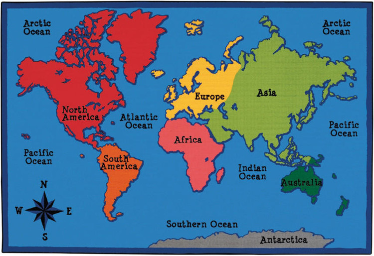 World Map Classroom Rug, image 1, World Maps Online