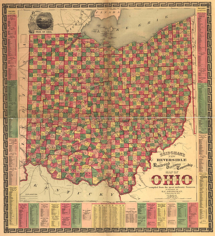 Historic Railroad Map of Ohio - 1873 - E.C. Bridgman, image 1, World Maps Online