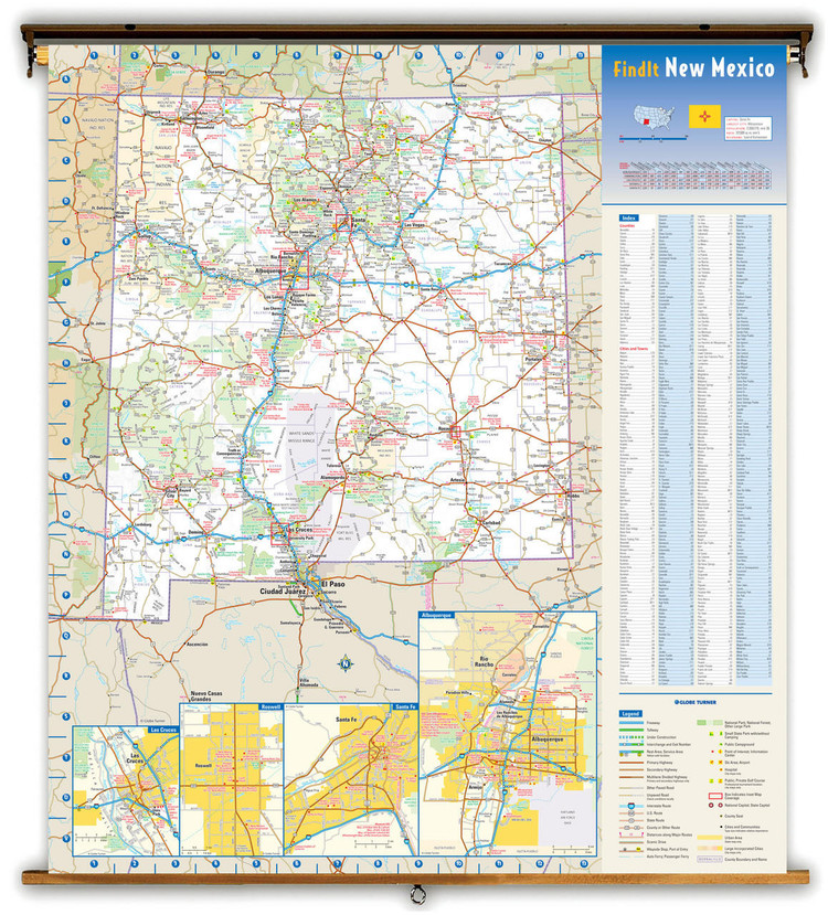 New Mexico Reference Pull-Down Map, image 1, World Maps Online
