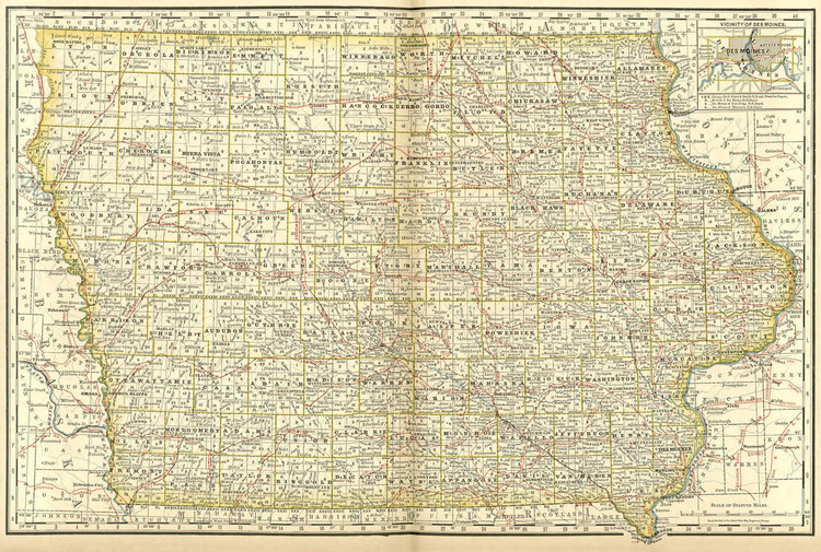 Historical Railroad Map of Iowa - 1878, image 1, World Maps Online