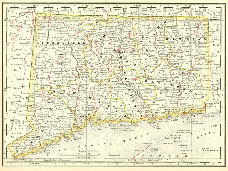 Historic Railroad Map of Connecticut - 1878, image 1, World Maps Online