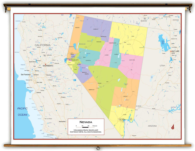 Nevada Political Spring Roller Map, image 1, World Maps Online