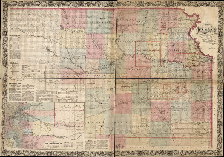 Historic Railroad Map of Kansas - 1867, image 1, World Maps Online