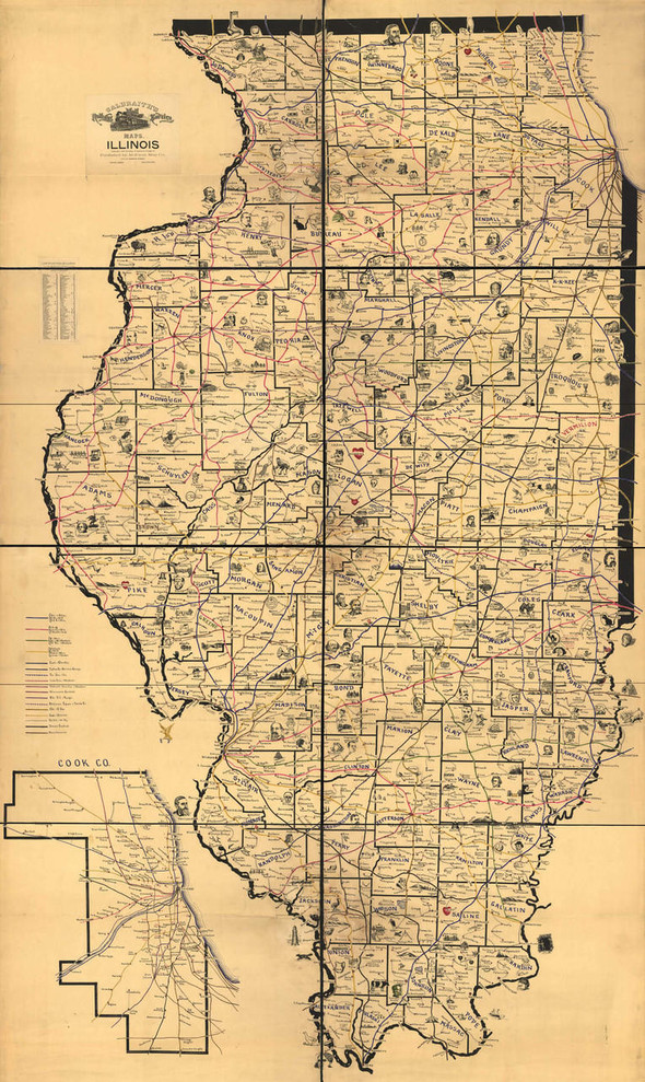 Historic Railroad Map of Illinois - 1897, image 1, World Maps Online