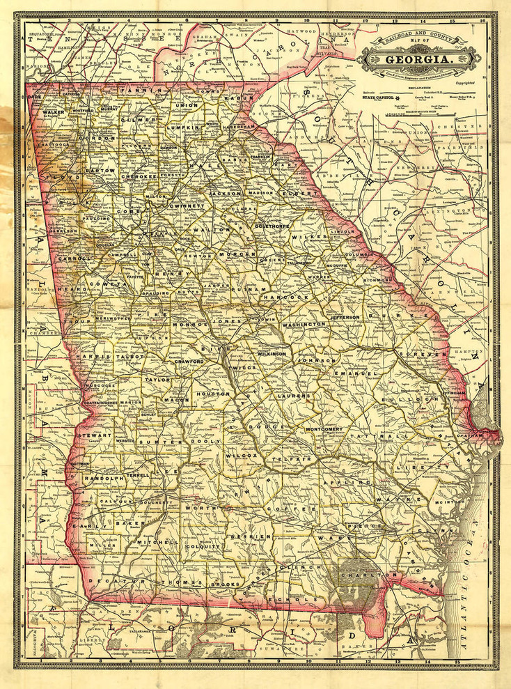 Historic Railroad Map of Georgia - 1883, image 1, World Maps Online