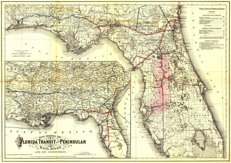 Historic Railroad Map of Florida and the Gulf Coast - 1882, image 1, World Maps Online