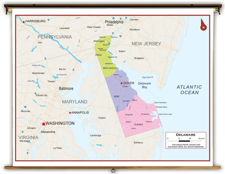 Delaware Political Pull-Down Map, image 1, World Maps Online