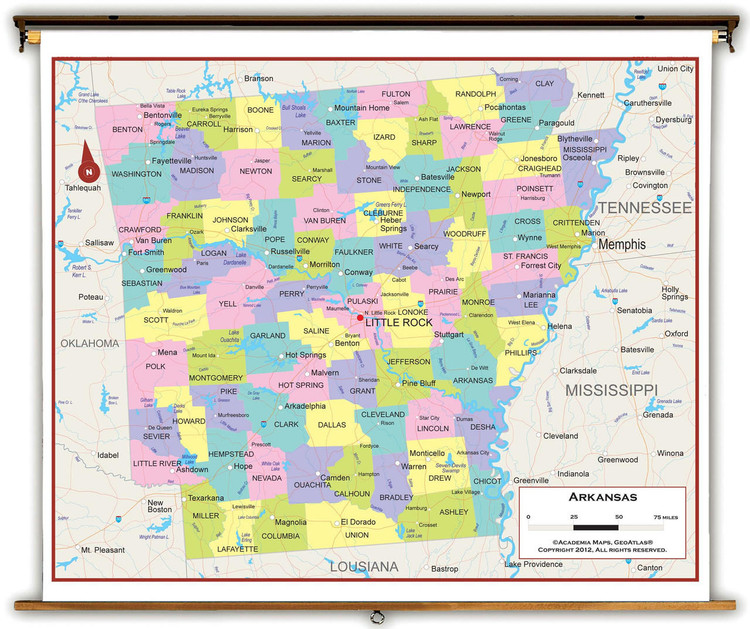 Arkansas Political Pull-Down Map, image 1, World Maps Online