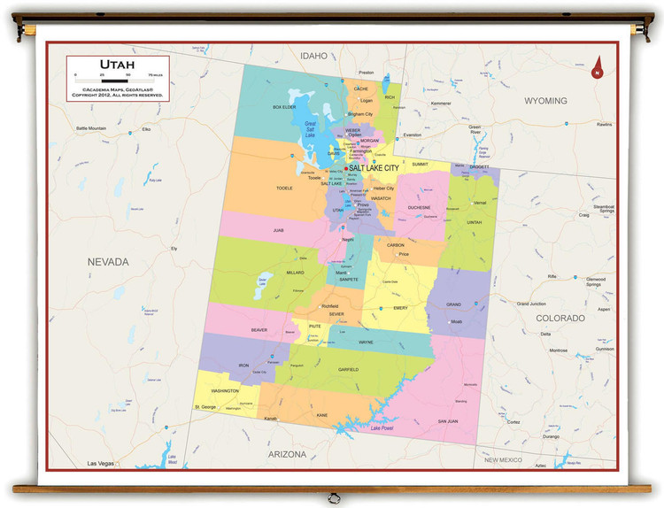 Utah Political Spring Roller Map, image 1, World Maps Online