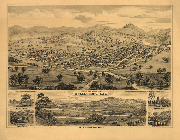 Historic Map - Healdsburg, CA - 1876, image 1, World Maps Online