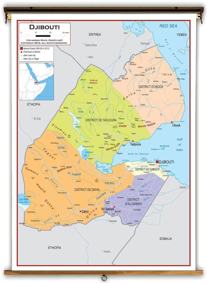 Djibouti Political Educational Map from Academia Maps, image 1, World Maps Online