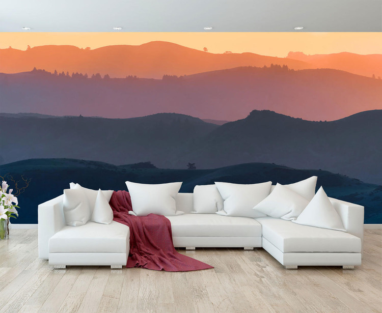 Mountain Valley Sunset Scenic Nature Wall Mural, image 1, World Maps Online