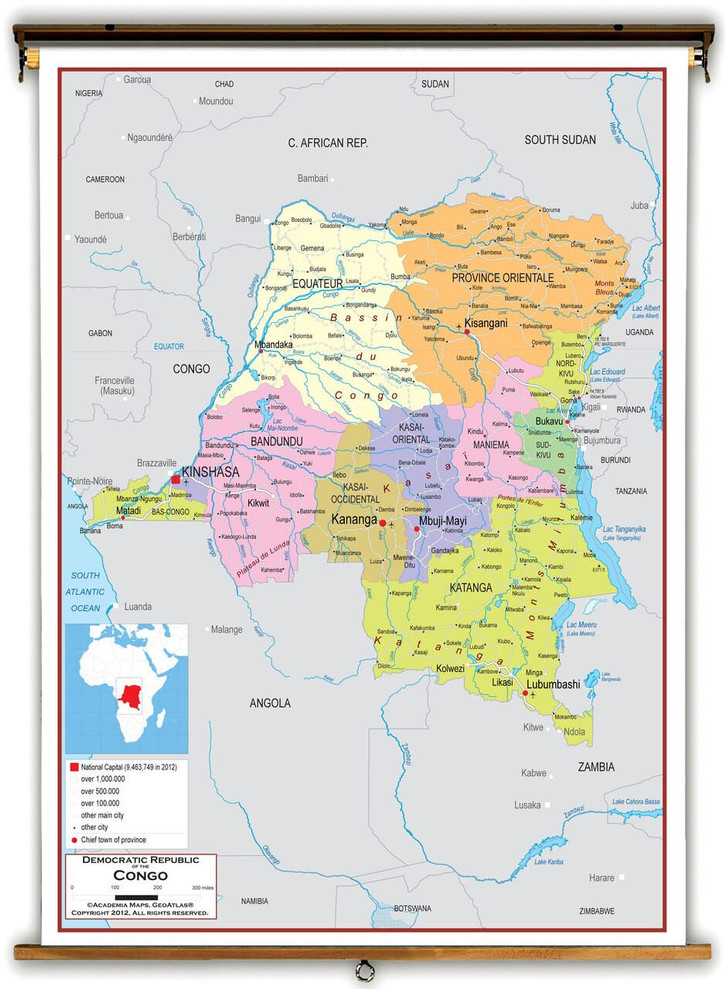 Democratic Republic of the Congo Political Educational Map from ...
