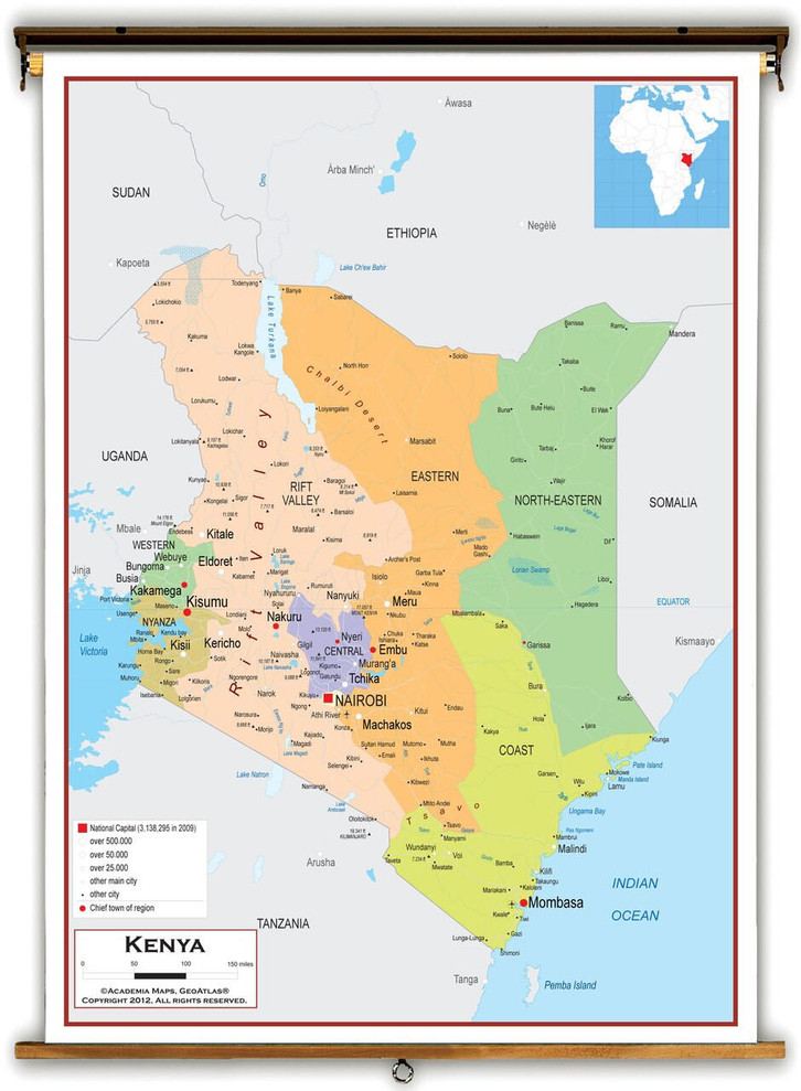 Kenya Political Educational Map from Academia Maps, image 1, World Maps Online