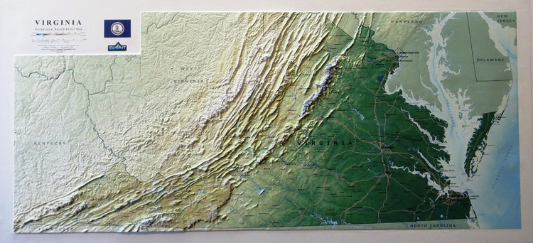 Virginia Geophysical Raised Relief Map, image 1, World Maps Online