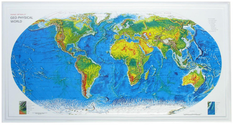 Geophysical Raised Relief World Map, image 1, World Maps Online