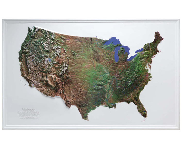 United States Satellite Imagery 3D Raised Relief Wall Map