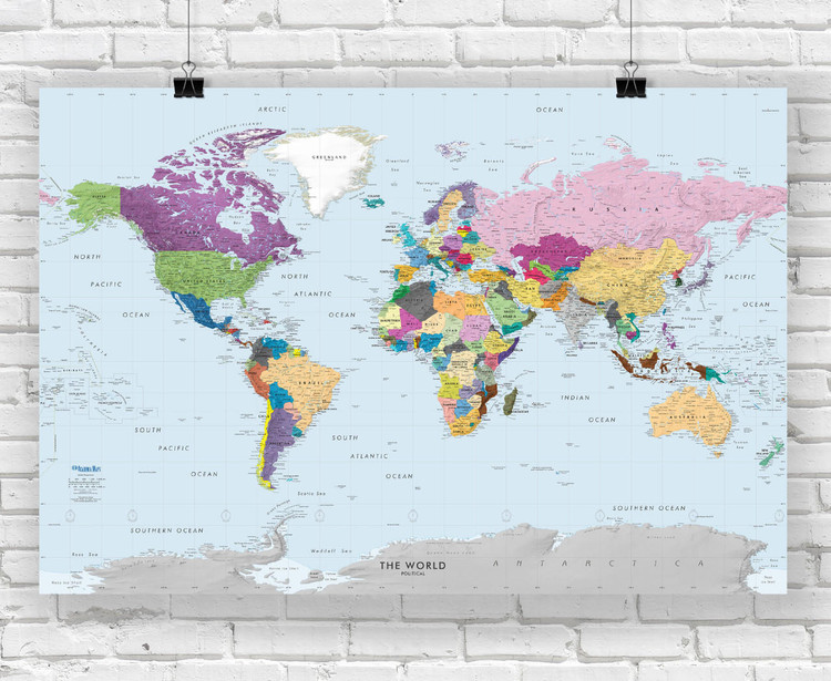 Colorful World Wall Map - Detailed Labeling, image 1, World Maps Online