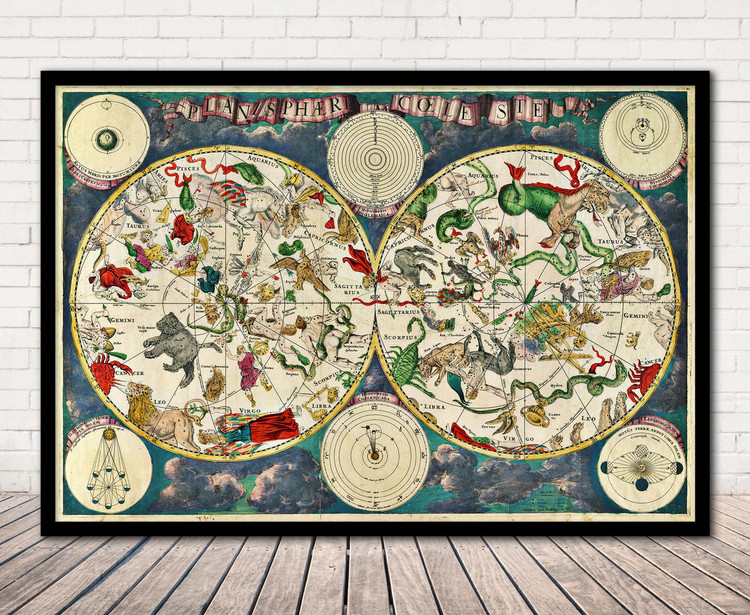 Vintage Celestial Map 1670 "Planisphaerium Coeleste" - Old Star Chart, image 1, World Maps Online