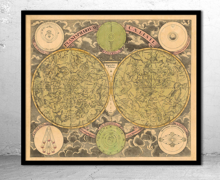 Antique 1690 Celestial Map "Planisphaerium Caeleste" - Vintage Astronomy Chart, image 1, World Maps Online