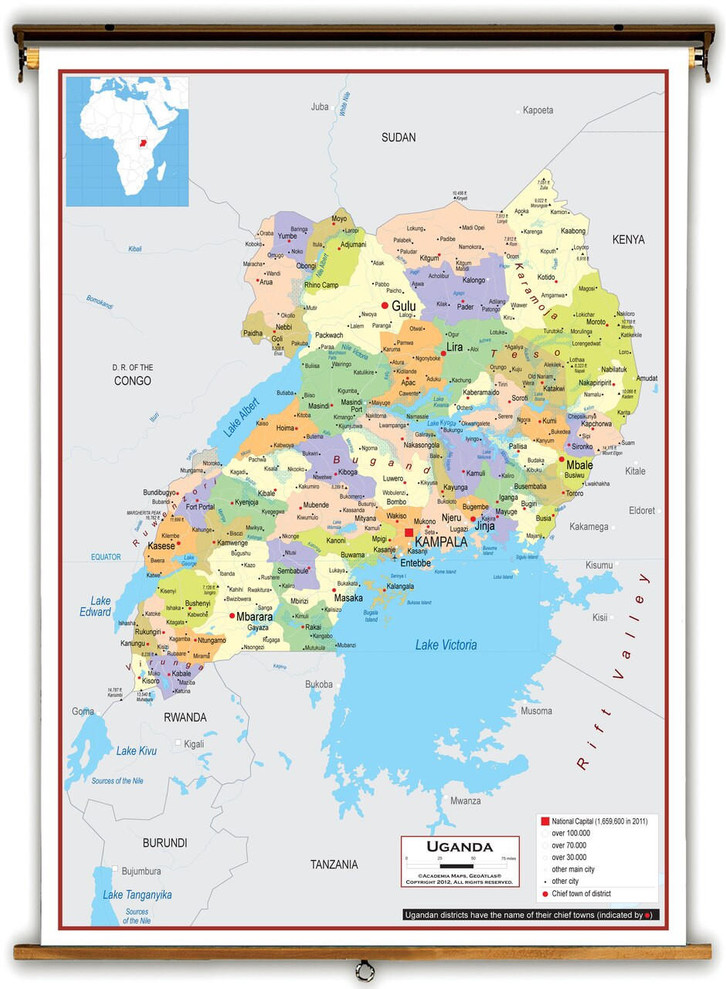 Uganda Political Educational Map from Academia Maps, image 1, World Maps Online
