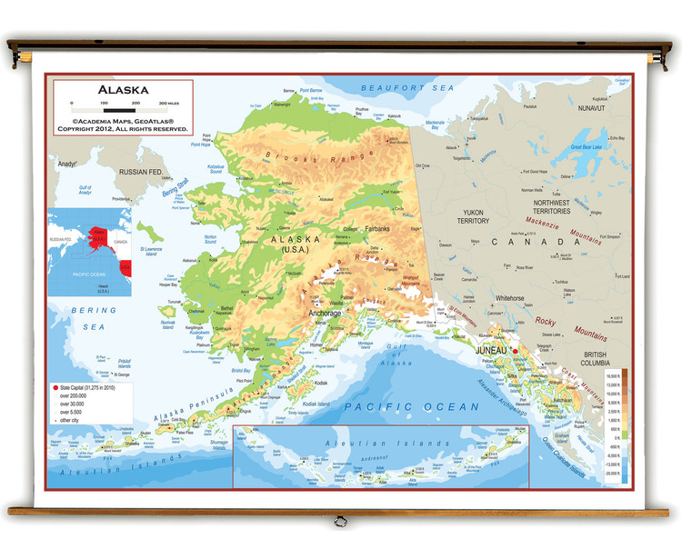 Alaska Physical Pull-Down Map