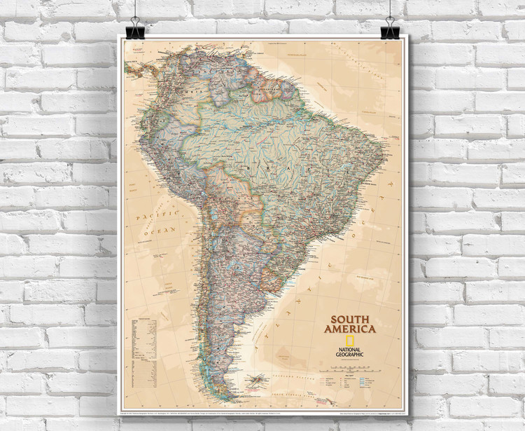 National Geographic South America Executive Political Wall Map