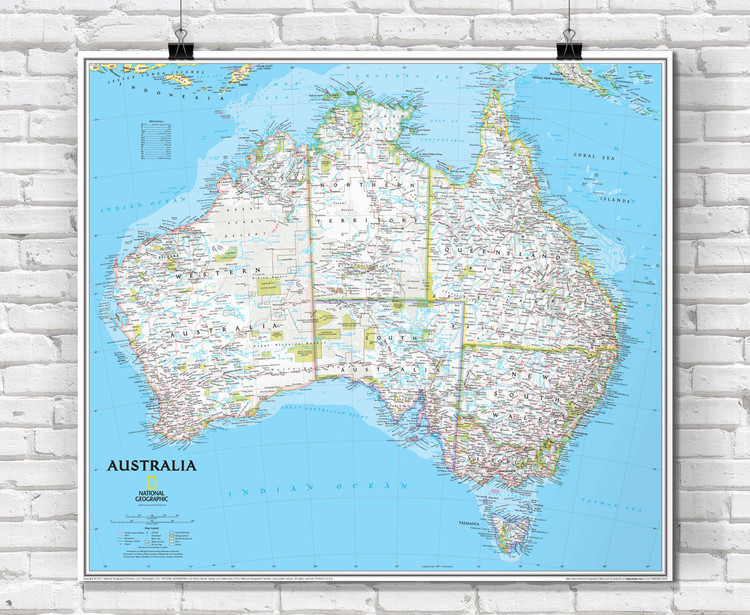 National Geographic Australia Classic Political Wall Map