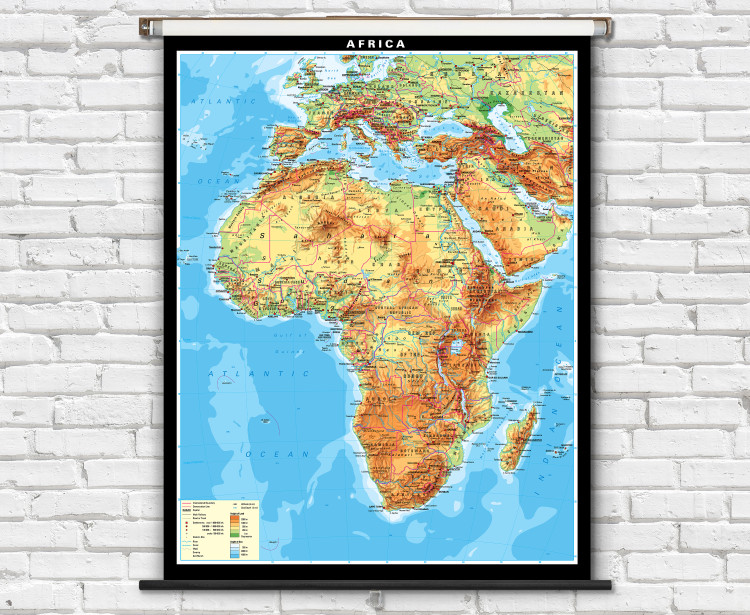 Africa Physical Classroom Map on Spring Roller by Klett-Perthes