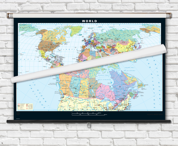 Canada & World Political Map Combo Set on Spring Roller  - by Klett-Perthes