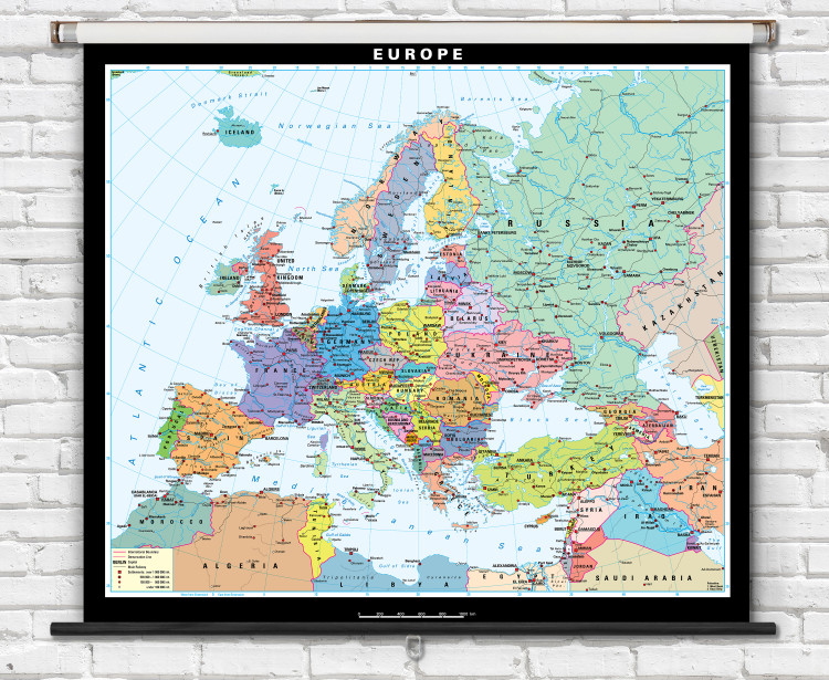 Europe Political Classroom Map on Spring Roller by Klett-Perthes