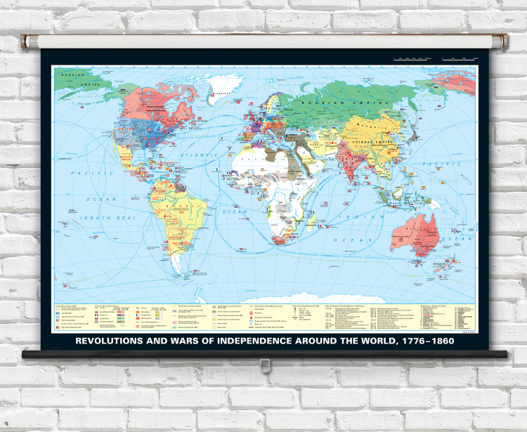 Revolutions and Wars of Independence Around the World, 1776-1860 - 74" x 50" History Classroom Map