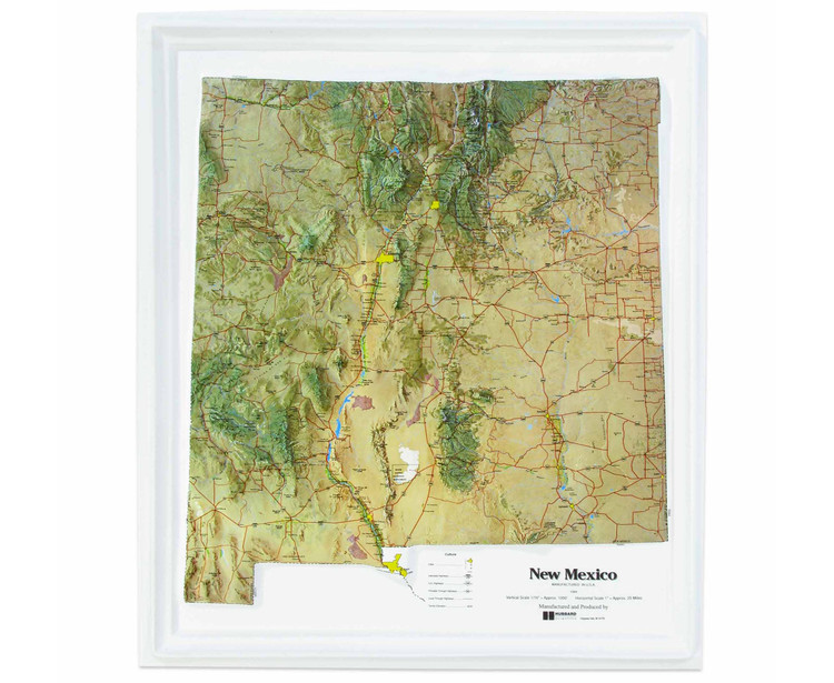 New Mexico Natural Color 3D Raised Relief Map