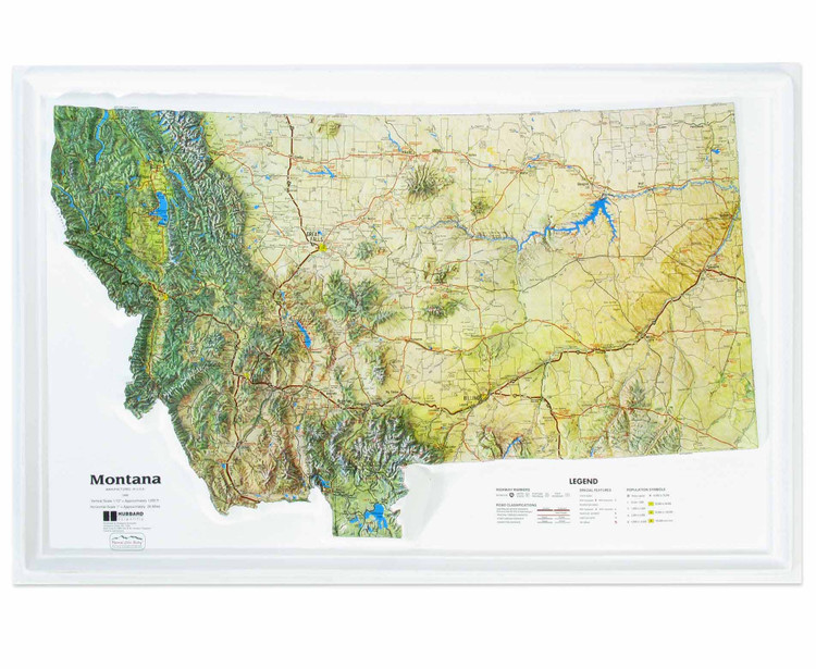 Montana Natural Color 3D Raised Relief Map